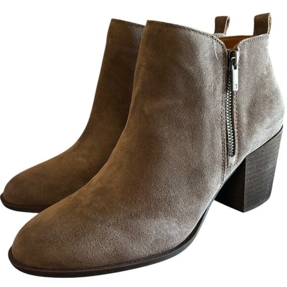 New Lucky Brand Basel Heeled Boots Women's Size 10 M Dune Brown Suede Leather - Picture 1 of 8